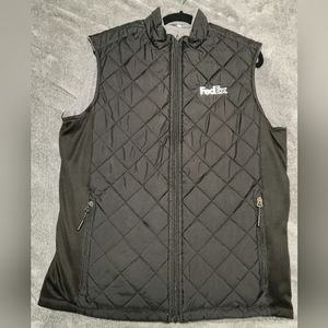 ✨️FLASH SALE FedEx Black Puffer Jacket Vest Mens L Warm